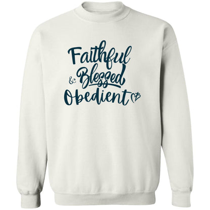 Faithful Blessed+ Obedient Crewneck Sweatshirt (Blue Print)