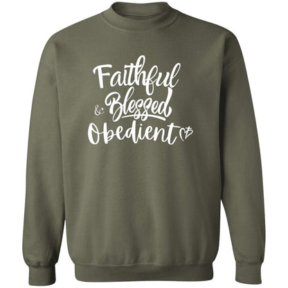 Faithful Blessed + Obedient Crewneck Sweatshirt (White)