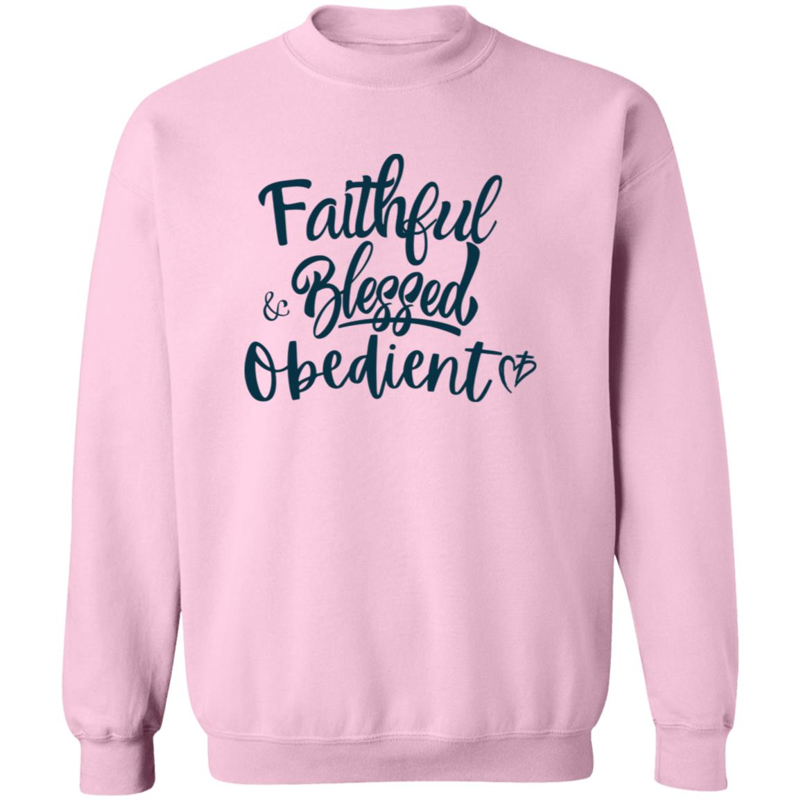 Faithful Blessed+ Obedient Crewneck Sweatshirt (Blue Print)