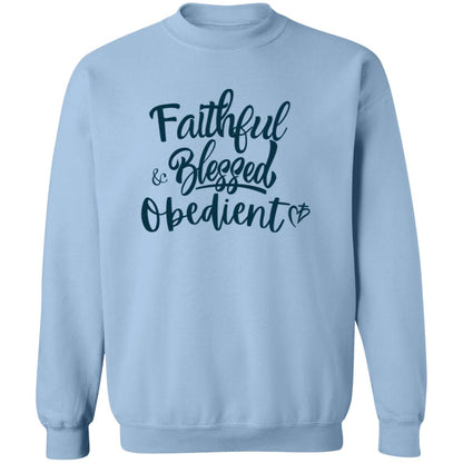 Faithful Blessed+ Obedient Crewneck Sweatshirt (Blue Print)