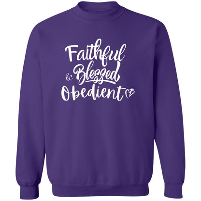 Faithful Blessed + Obedient Crewneck Sweatshirt (White)