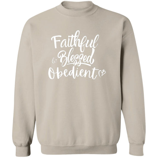 Faithful Blessed + Obedient Crewneck Sweatshirt (White)