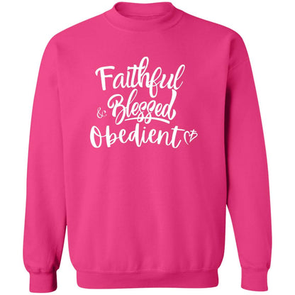 Faithful Blessed + Obedient Crewneck Sweatshirt (White)