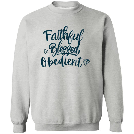 Faithful Blessed+ Obedient Crewneck Sweatshirt (Blue Print)